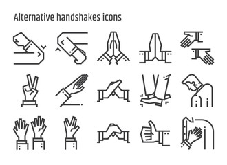 Alternative handshakes icons. Greeting icon for Coronavirus 2019 nCov, Covid-19.