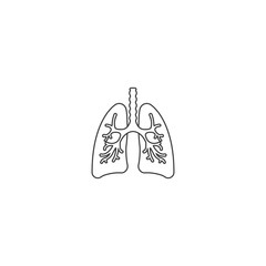 Lungs flat icon. Vector thin pictogram of human internal organ.