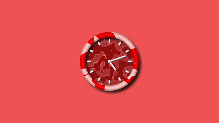 Amazing red clock icon,3d wall clock on red background,creative design 3d clock icon