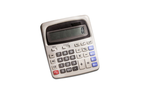 grey big calculator isolated on white background