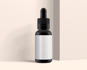 Realistic 3D Bottle Mock Up Template on White Background.3D Rendering,3D Illustration