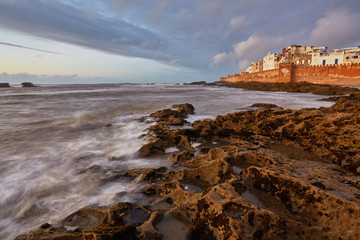 Stormy Atlantic ocean on the shore of Essaouira