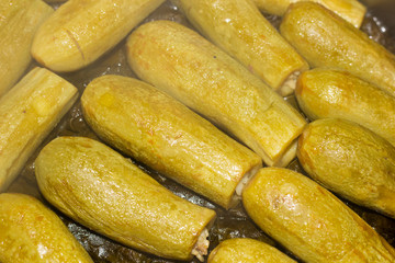 stuffed grape leaves and zucchini.