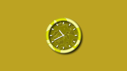 Yellow 3d clock icon,wall clock icon on yellow background