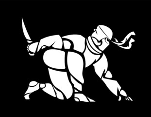 Illustration/ graphic resource, of a ninja in a fighting posture