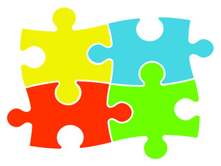 Colored jigsaw puzzle pieces vector illustration