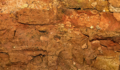 Old brickwork, red wall, weathered, background