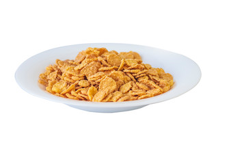 Flakes. Plate on a white background. Close-up. Is isolated