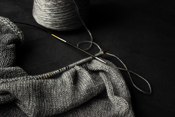 Knitting on silver thread needles
