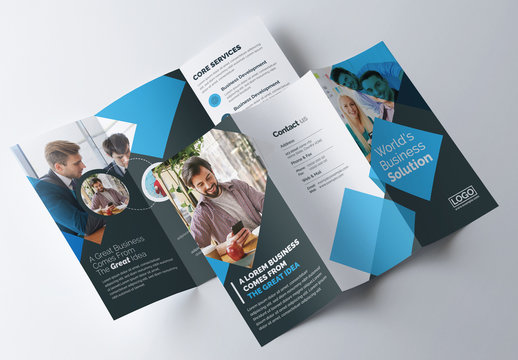 Corporate Trifold Brochure with Blue & Dark Layout