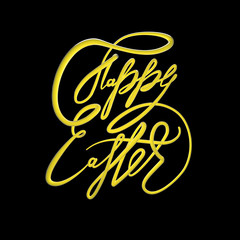 Happy Easter Day Lettering. Easter icon. Gold and yellow color letter 3d image