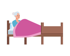 old woman liying in bed character