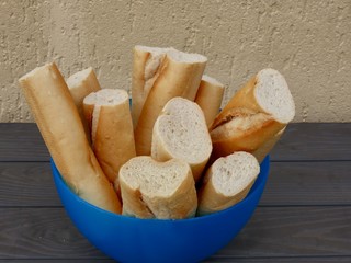 French baguette bread cut
