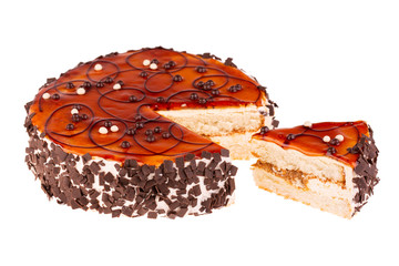 Cake, cake, rings, cookies, nuts, chocolate, cream, glaze, jam, dough, baking, dessert, shop, honey, packaging
