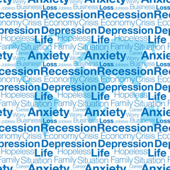 Fototapeta premium Seamless text pattern on current socio economic condition worldwide, due to the Covid-19 pandemic crisis happening in 2020. Good for web page banner backdrop. 