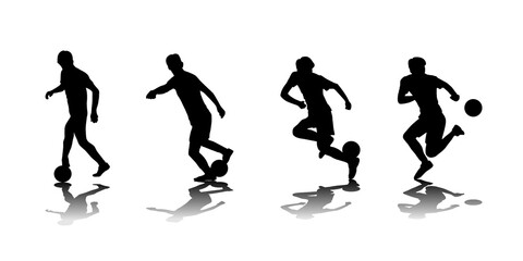 Vector illustration. The guy juggles the ball in the air. Feint 