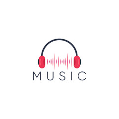 Music headphone logo. Podcast logo design template