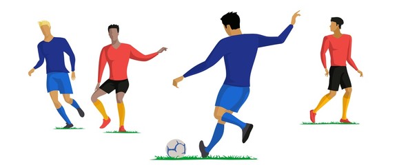 young people playing football.