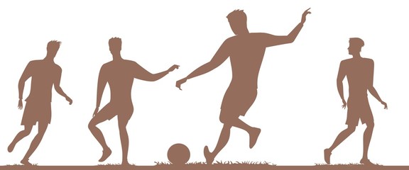 silhouettes of people playing football.
