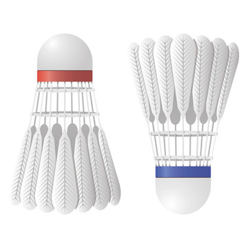Shuttlecock. Cartoon little new rockets in the form balls for plastic bambinton.