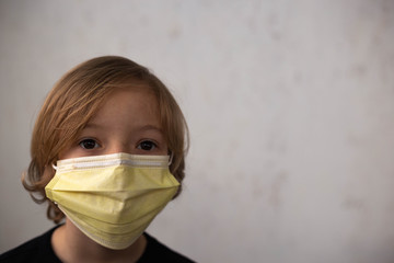 Child face with viral mask