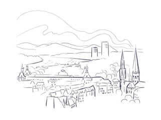 Obraz premium Bonn Germany Europe vector sketch city illustration line art