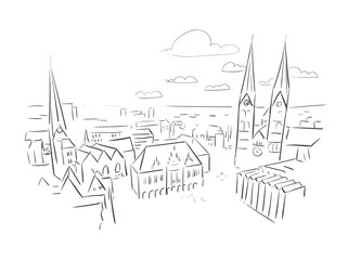 Bremen Germany Europe vector sketch city illustration line art - obrazy, fototapety, plakaty