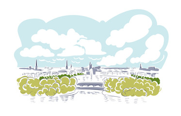 Hamburg Germany Europe vector sketch city illustration line art