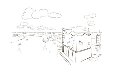 Hamburg Germany Europe vector sketch city illustration line art