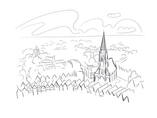Munster Germany Europe vector sketch city illustration line art