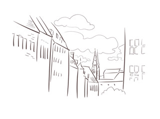 Nurnberg Germany Europe vector sketch city illustration line art