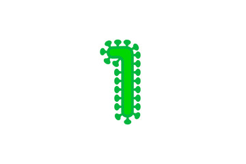 1 one number coronavirus font covid vector green design element