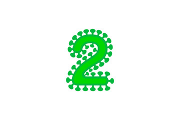2 two number coronavirus font covid vector green design element