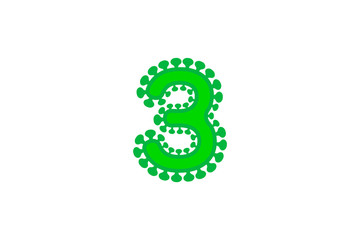 3 three number coronavirus font covid vector green design element