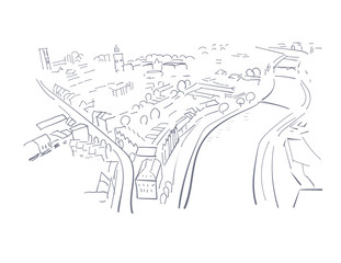 Fototapeta premium Cork Irland Europe vector sketch city illustration line art