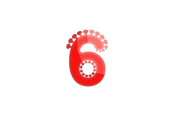6 six number coronavirus red font text covid vector design element