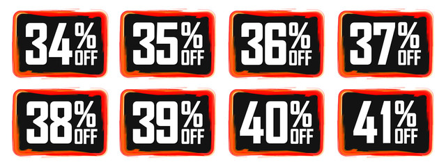 Set Sale tags, discount banners design template, app icons, vector illustration