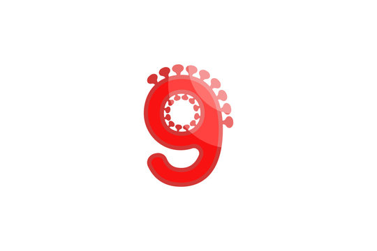 9 nine number coronavirus red font text covid vector design element