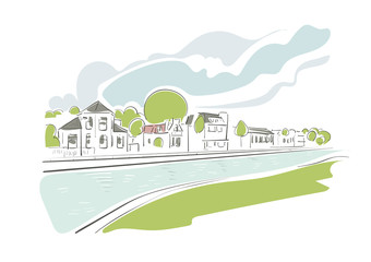 Assen Netherlands Europe vector sketch city illustration line art