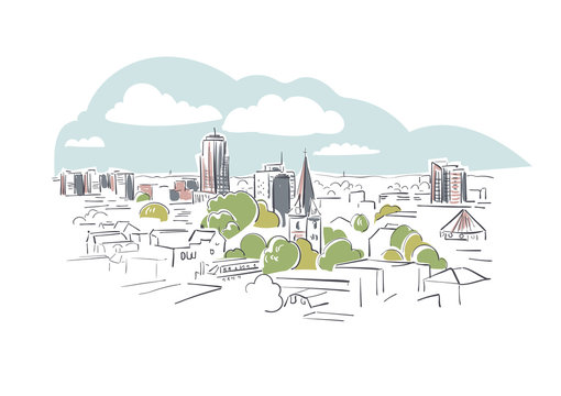 Enschede Netherlands Europe vector sketch city illustration line art