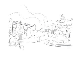 Utrecht Netherlands Europe vector sketch city illustration line art
