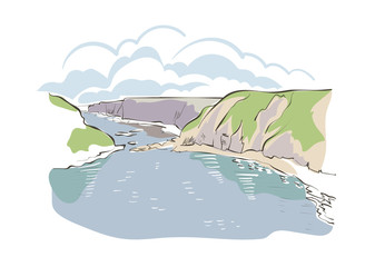 Scotland Europe vector sketch landscape illustration line art