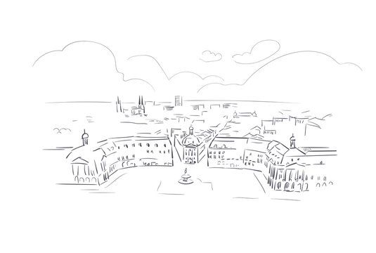 Bordeaux France Europe vector sketch city illustration line art
