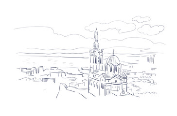 Marseille France Europe vector sketch city illustration line art