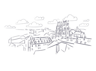 Fototapeta na wymiar Rennes France Europe vector sketch city illustration line art