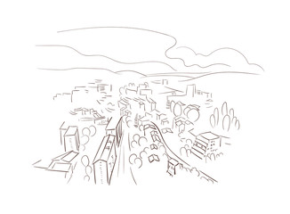 Saint Etienne France Europe vector sketch city illustration line art