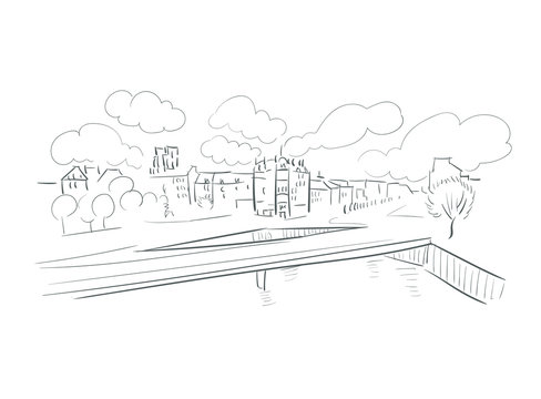 Rennes France Europe vector sketch city illustration line art