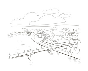 Toulouse France Europe vector sketch city illustration line art