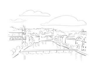 Obraz premium Lucerne Switzerland Europe vector sketch city illustration line art
