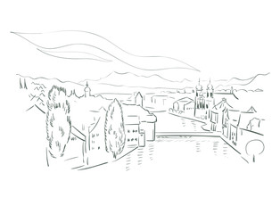 Lucerne Switzerland Europe vector sketch city illustration line art